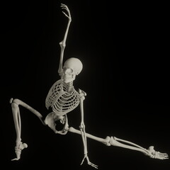 skeleton posing 3d render illustration with transparent background