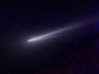 Fototapeta na wymiar Celestial body in space. Astronomical photo of a comet. Glowing tail of a meteor.
