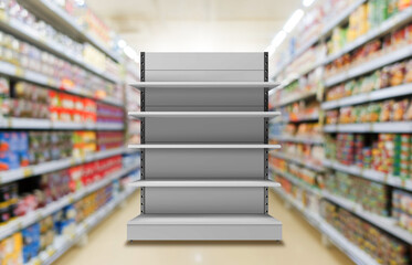 Gondola Display for Branding in Supermarket, Blank Display Stand. © MisalStudio
