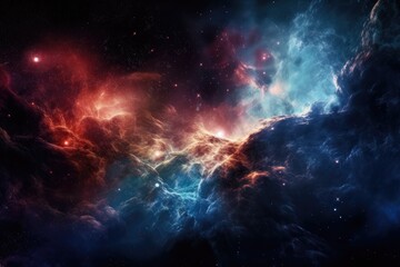 Fototapeta na wymiar dreamy space filled with stars and clouds in vibrant colors. Generative AI