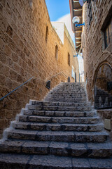 stairs at ancient streets in Old Yaffo