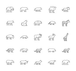 Obraz premium Wild Animals icons set. Vector illustration.