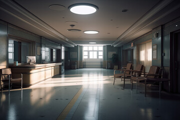 Interior of a hospital reception. created using Generative Ai