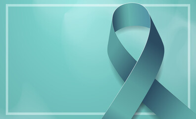 Sexsual assault awareness month concept. Banner template with teal ribbon. Vector illustration