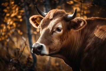 a gorgeous brown cow. Generative AI