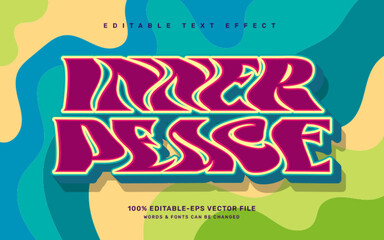 Inner peace, groovy quote editable text effect template