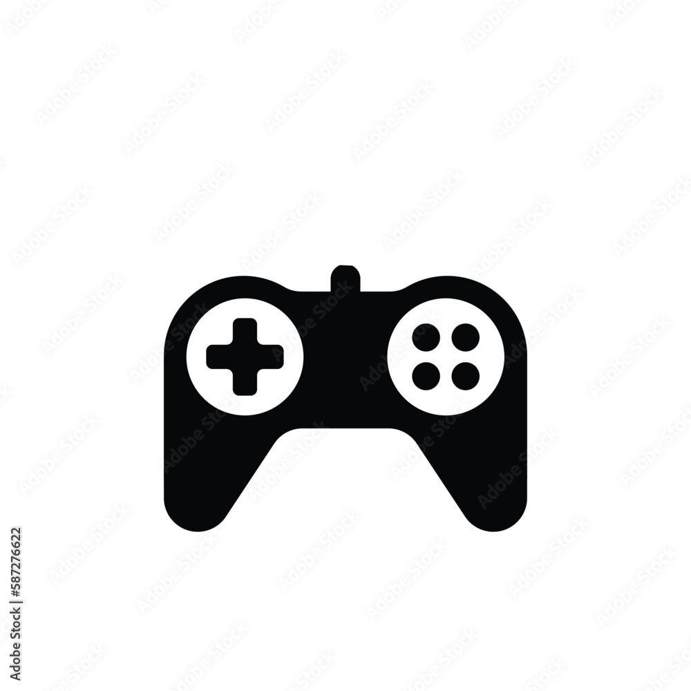 Poster digital modern joystick icon. black wireless console controller with control buttons and screen for 