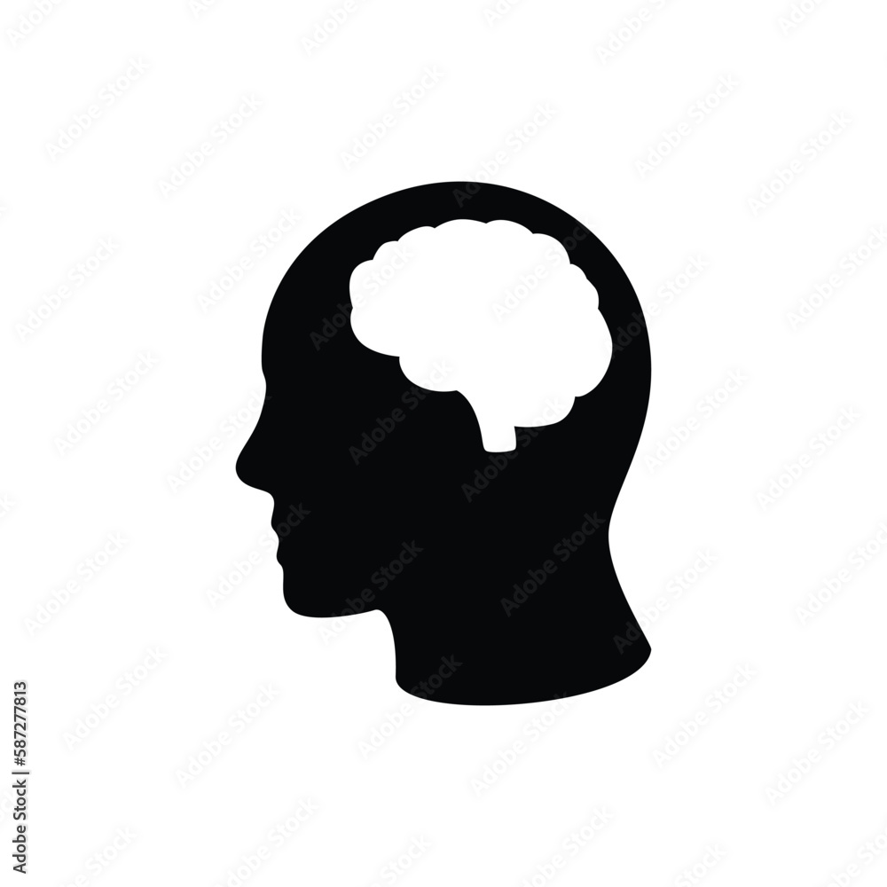 Poster human head with brain. anatomical structure and weak mind motivation for knowledge and development o