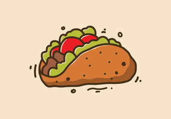 Hand drawing design of mexican food tacos