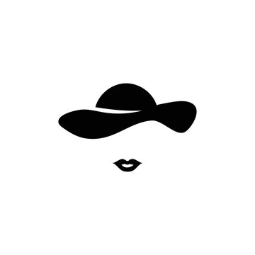 Womens hat and lips template. Retro female character with vintage style for masquerade and designer vector avatar