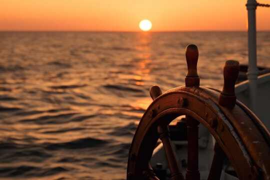 ship wheel and sea . generative ai