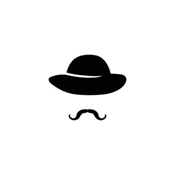 Mens hat and mustache template. Retro gentleman character with vintage style for masquerade and designer vector avatar