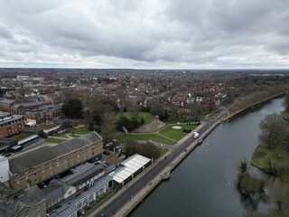 Bedford riverside and town Bedfordshire UK Drone, Aerial, .