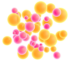 Pink and yellow balloons on a transparent background in PNG format. 3D render.