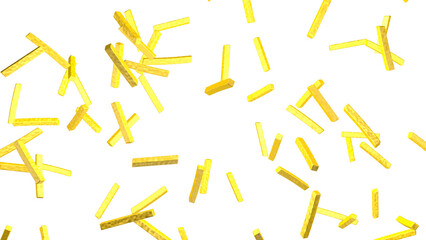 French fries are pouring on a transparent background in PNG format. Fast food concept. 3D render.