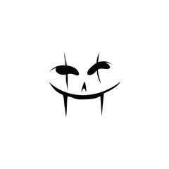 Scary and creepy face. Evil ghost smirk for halloween as devilish decoration and emotional expression of vector evil