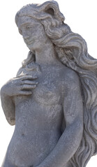 Obraz premium Image of ancient classical style weathered sculpture of naked woman on transparent background