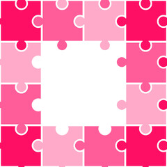 ピンクの正方形のパズルのフレーム　線なし
