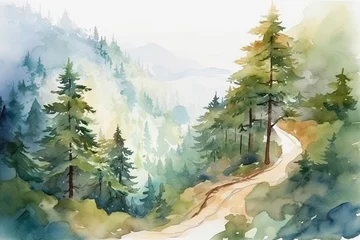 Zelfklevend Fotobehang light watercolor of high mountains © Ramon Grosso