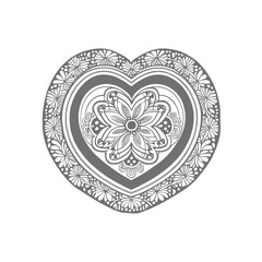 In the Coloring Book, the heart-shaped frames are beautifully decorated with intricate floral designs.