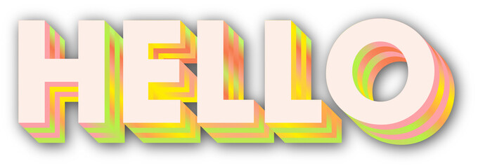 Digitally generated image of hello text banner with shadow effect against white background