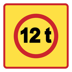 Traffic signs. Road signs. Instruction road signs. Road signs acting on the area. Gross weight limit.