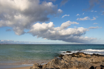 Fototapeta na wymiar Rocky coast of Atlantic ocean, Fuerteventura, Spain