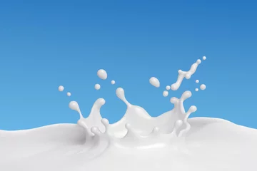 Keuken spatwand met foto White milk splash isolated on background, liquid or Yogurt splash, Include clipping path. 3d illustration. © Anusorn