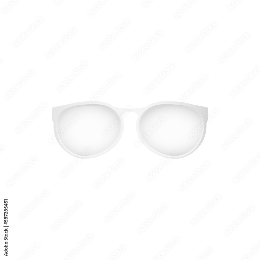 Wall mural Stylish smoky sunglasses. White accessory to protect eyes from sun with stylish lenses and plastic vector frames.