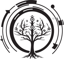 Tree tech logo. Digital tree. Good for t-shirt print design