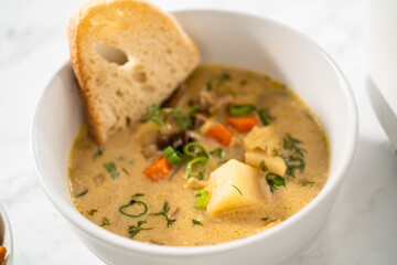 Creamy wild mushroom soup
