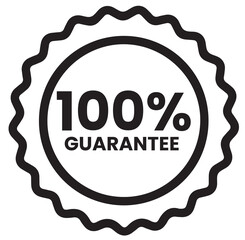 100% Guarantee sign on transparent background