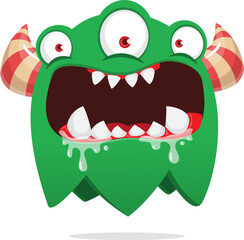 Angry cartoon monster character. Illustration of happy alien creature. Halloween design. Vector isolated