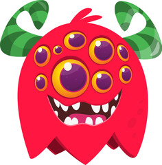 Funny cartoon monster character. Illustration of happy alien creature. Halloween design. Vector isolated