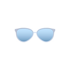 Blue modern sunglasses. Fashionable accessory to protect eyes from sun with stylish lenses and plastic vector frames.