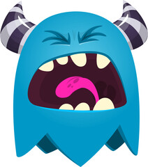 Funny cartoon monster character. Illustration of happy alien creature. Halloween design. Vector isolated