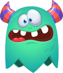 Angry cartoon monster character. Illustration of happy alien creature. Halloween design. Vector isolated