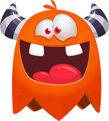 Funny cartoon monster character. Illustration of happy alien creature. Halloween design. Vector isolated