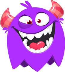 Funny cartoon monster character. Illustration of happy alien creature. Halloween design. Vector isolated