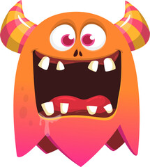 Fototapeta na wymiar Funny cartoon monster character. Illustration of happy alien creature. Halloween design. Vector isolated