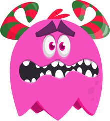 Funny cartoon monster character. Illustration of happy alien creature. Halloween design. Vector isolated