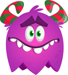 Funny cartoon monster character. Illustration of happy alien creature. Halloween design. Vector isolated