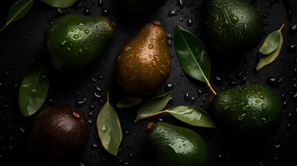 Fototapeta na wymiar Avocados, seamless background, Fresh avocado, Fresh avocado cut in half. Generative AI.