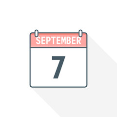 7th September calendar icon. September 7 calendar Date Month icon vector illustrator