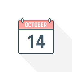 Fototapeta premium 14th October calendar icon. October 14 calendar Date Month icon vector illustrator