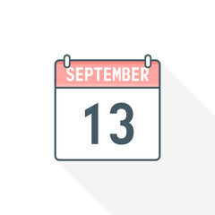 13th September calendar icon. September 13 calendar Date Month icon vector illustrator