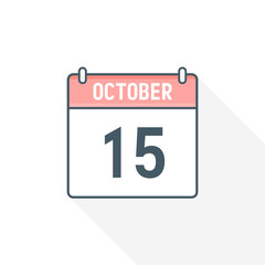 15th October calendar icon. October 15 calendar Date Month icon vector illustrator