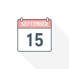 15th September calendar icon. September 15 calendar Date Month icon vector illustrator