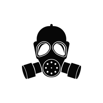 recommend clip art: Black defence respirator icon. Gas mask with biological filters for protection against radiation and chemical weapons with vector breathing enhancement
