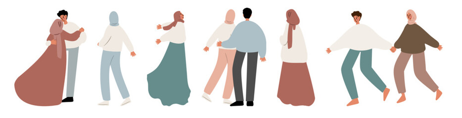 coastal landscape creator clipart set, vector woman on beach illustration, Individual PNG SVG, couple flying seagull sea lion clip art, images in flat cartoon style, Wedding Invitation, Logo Elements.